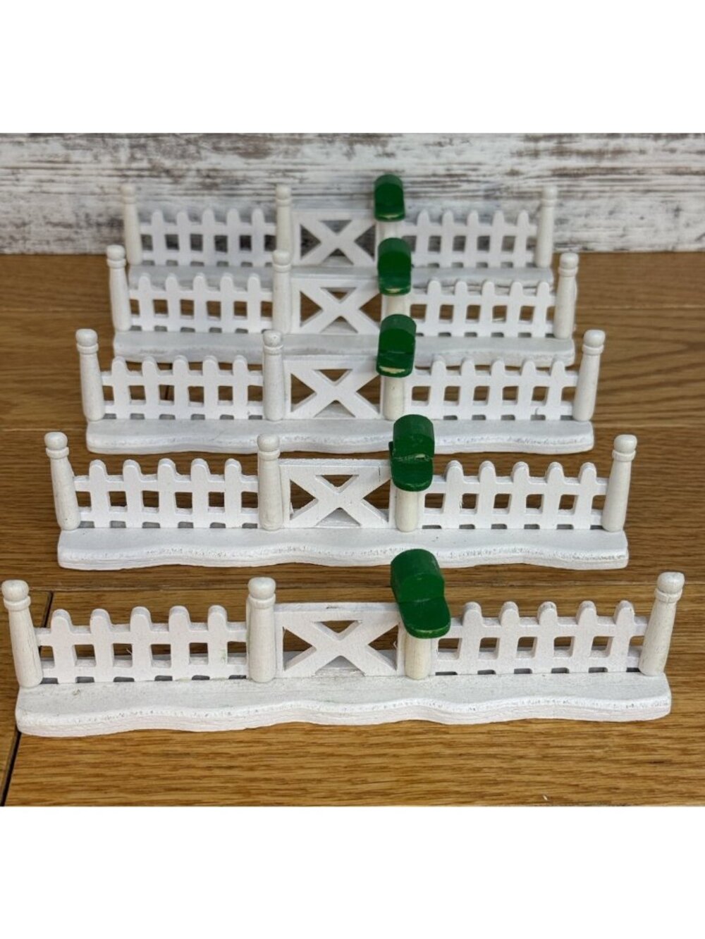 Vintage White Picket Fence With Green Mailbox Wooden Lot Of 5